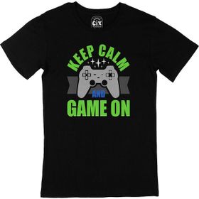 Cix Yeşil Keep Calm Game On Siyah T-shirt