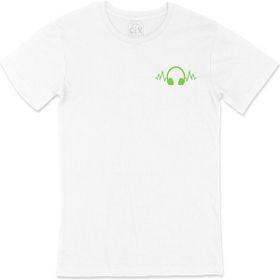 Cix Yeşil Kulaklık Cep Logo Tasarımlı Beyaz Erkek T-shirt