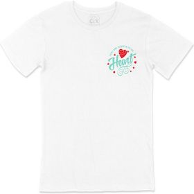 Cix Yeşil You Are Always In My Heart Cep Logo Tasarımlı Beyaz T-shirt