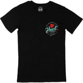 Cix Yeşil You Are Always In My Heart Cep Logo Tasarımlı Siyah T-shirt
