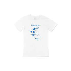 Cix Yunanistan Haritalı ve Bayraklı Beyaz T-shirt