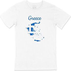 Cix Yunanistan Haritalı ve Bayraklı Beyaz T-shirt