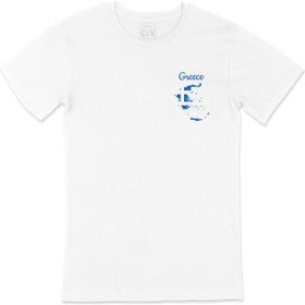 Cix Yunanistan Haritalı ve Bayraklı Beyaz T-shirt