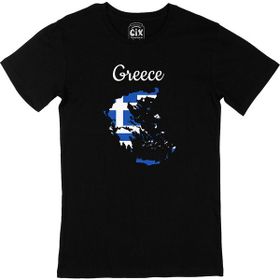 Cix Yunanistan Haritalı ve Bayraklı Siyah T-shirt