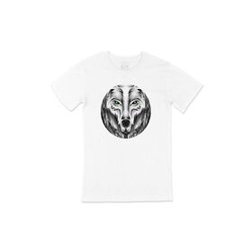 Cix Yuvarlak Yeşil Gözlü Kurt Beyaz T-shirt