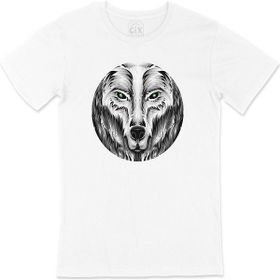 Cix Yuvarlak Yeşil Gözlü Kurt Beyaz T-shirt