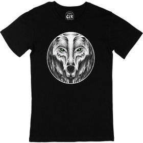 Cix Yuvarlak Yeşil Gözlü Kurt Siyah T-shirt
