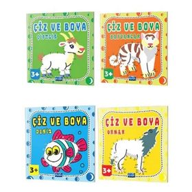 Çiz ve Boya Seti - 4 Kitap Takım - Parıltı Yayınları