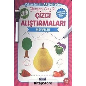 Çizgi Alıştırmaları - Meyveler - Parıltı Yayınları - Yaz Sil Kalem Hediyeli