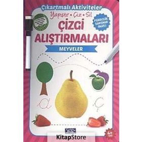Çizgi Alıştırmaları - Meyveler - Parıltı Yayınları - Yaz Sil Kalem Hediyeli