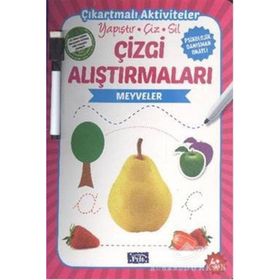 Çizgi Alıştırmaları - Meyveler - Parıltı Yayınları - Yaz Sil Kalem Hediyeli