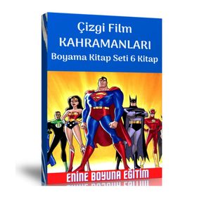 Çizgi Film Kahramanları Boyama Kitap Seti 6 Kitap Enine Boyuna Eğitim