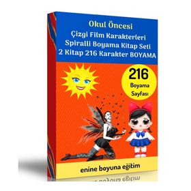 Çizgi Film Kahramanları Süper Spiralli Kitap Seti 2 Spiralli Kitap Enine Boyuna Eğitim