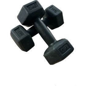 CK Spor 2x1 kg Köşeli Vinyl Kaplı Siyah Dambıl Ağırlık Seti