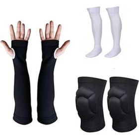 CKSpor Siyah-Beyaz Voleybol Dizliği Voleybol Çorabı ve Voleybol Kolluğu Seti