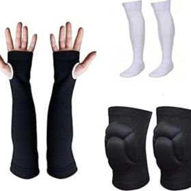 CKSpor Siyah-Beyaz Voleybol Dizliği Voleybol Çorabı ve Voleybol Kolluğu Seti