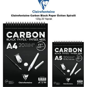 Clairefontaine Carbon Black Paper Üstten Spiralli 120 gr 20 Yaprak Defter