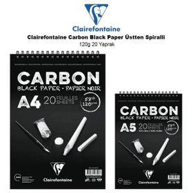 Clairefontaine Carbon Black Paper Üstten Spiralli 120 gr 20 Yaprak Defter