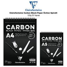 Clairefontaine Carbon Black Paper Üstten Spiralli 120 gr 20 Yaprak Defter