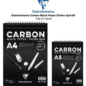 Clairefontaine Carbon Black Paper Üstten Spiralli 120 gr 20 Yaprak Defter