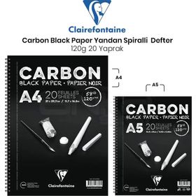 Clairefontaine Carbon Black Paper Yandan Spiralli 120 gr 20 Yaprak Defter