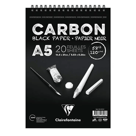 Clairefontaine Carbon Siyah A5 120 gr 20 Yaprak Üstten Spiralli Çizim Bloğu
