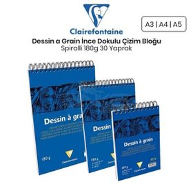 Clairefontaine Dessin A Grain İnce Dokulu 180 gr 30 Yaprak Spiralli Çizim Bloğu