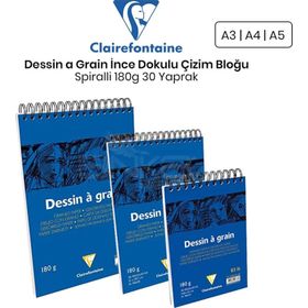 Clairefontaine Dessin A Grain İnce Dokulu 180 gr 30 Yaprak Spiralli Çizim Bloğu