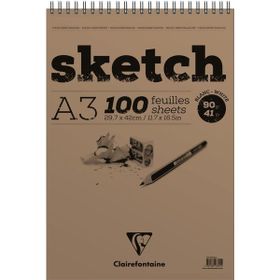 Clairefontaine Esquisse Blanc 90 gr Kısa Kenarı Spiralli 50 Yaprak Sketch Blok Resim Defteri
