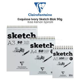 Clairefontaine Esquisse Ivory 90 gr Kısa Kenarı Spiralli Sketch Blok Resim Defteri
