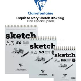 Clairefontaine Esquisse Ivory 90 gr Kısa Kenarı Spiralli Sketch Blok Resim Defteri
