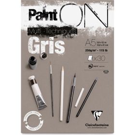 Clairefontaine Paint On 250 gr 30 Yaprak A5 Gri Teknik Blok