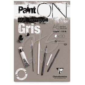 Clairefontaine Paint On 250 gr 30 Yaprak A5 Gri Teknik Blok