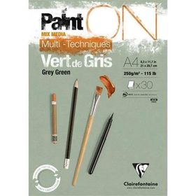 Clairefontaine Paint-On Grey Green A4 250 gr 30 Yaprak Gravür Kağıdı
