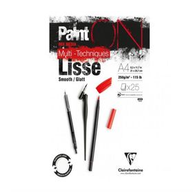 Clairefontaine PO975729 Paint On Lisse A4 250 gr 25 Sayfa 4'lü Eskiz Defteri