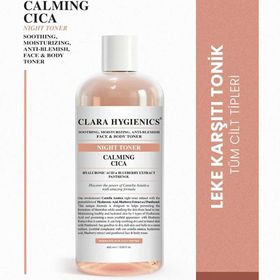 Clara 400 ml Hygienics Calming Cica Leke Karşıtı Sakinleştirici Nemlendirici Etkili Vegan Yüz ve Vücut Gece Tonik