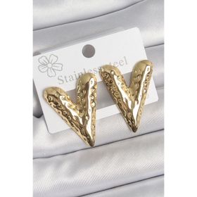 Clariss 316 Çelik Gold Renk İşlemeli Kalp Model Kadın Küpe