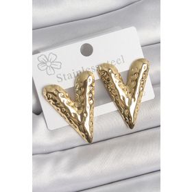 Clariss 316 Çelik Gold Renk İşlemeli Kalp Model Kadın Küpe