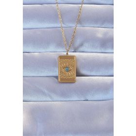 Clariss 316L Altın Renk İşlemeli Nazarlı Göz Model Vintage Kolye