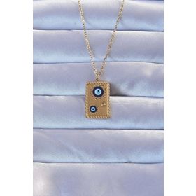 Clariss 316L Altın Renk İşlemeli Nazarlı Vintage Kolye