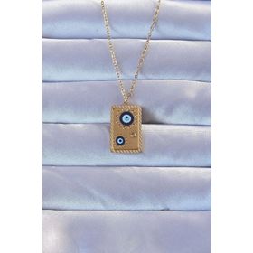 Clariss 316L Altın Renk İşlemeli Nazarlı Vintage Kolye