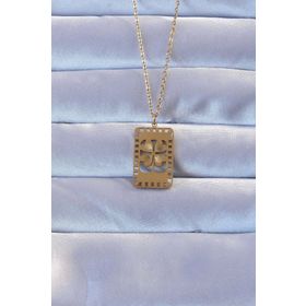 Clariss 316L Altın Renk İşlemeli Yonca Model Vintage Kolye