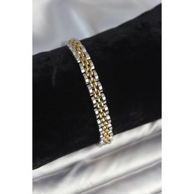 Clariss 316L Çelik 7 mm Kalınlıkta Gold ve Gümüş Renkli Erkek Bileklik