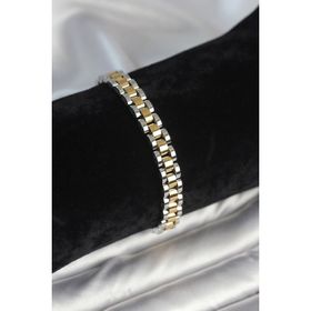 Clariss 316L Çelik 7 mm Kalınlıkta Gold ve Gümüş Renkli Erkek Bileklik