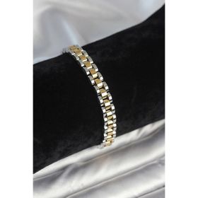 Clariss 316L Çelik 7 mm Kalınlıkta Gold ve Gümüş Renkli Erkek Bileklik