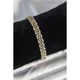 Clariss 316L Çelik 7 mm Kalınlıkta Gold ve Gümüş Renkli Erkek Bileklik