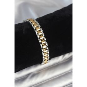Clariss 316L Çelik 9 mm Kalınlıkta Gold ve Gümüş Renkli Erkek Bileklik