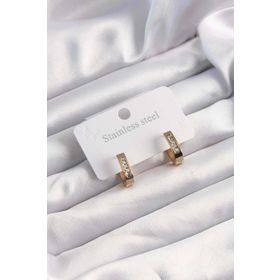 Clariss 316L Çelik Altın Renk Zirkon Taşlı Halka Model Küpe