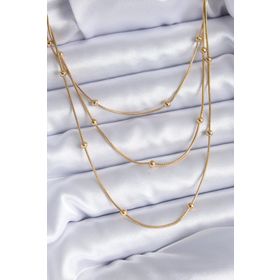 Clariss 316L Çelik Gold Renk 3'lü Minimal Toplu Kadın Kolye