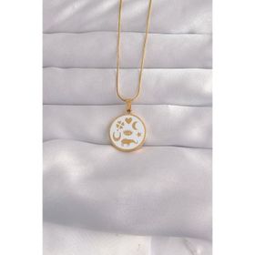 Clariss 316L Çelik Gold Renk Beyaz Mineli Karışık Figürlü Tarot Kolye